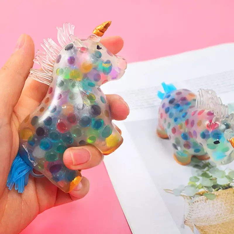 Bolas antiestrés luminosas de unicornio para adultos y niños, juguetes para apretar, alivio del estrés, Kawaii, Squishy