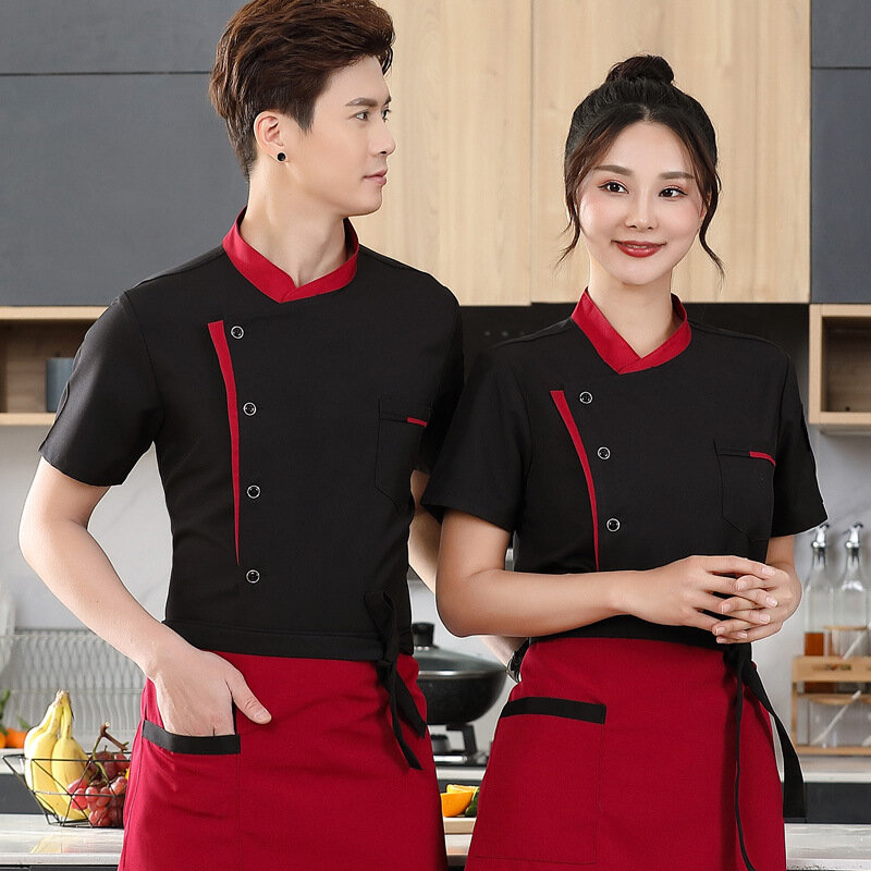 Classic Style Men Women Restaurant Kitchen Canteen Chef Uniform Sleeves Chef Jacket Waiter Works Clothes