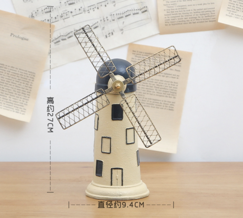 Molino de viento holandés Retro americano, decoración de resina creativa para el hogar, almacenamiento de dinero, adornos enlatados