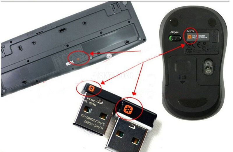 로지텍 마우스 마우스 키보드용 소형 통합 일반 수신기 동글, 최대 6 개 장치 연결, 최신 버전