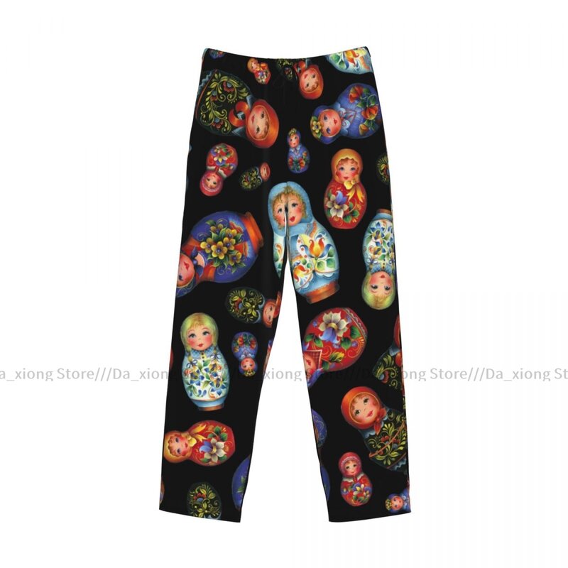 Pantalones de pijama informales para hombre, ropa de dormir cómoda, holgada, con patrón de Matryoshka rusa