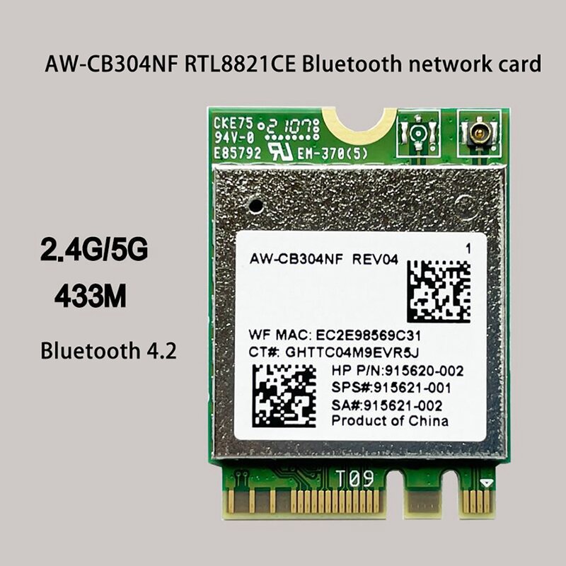 AW-CB304NF RTL8821CE kartu jaringan nirkabel 2.4G/5G Dual Band Bluetooth 4.2 43 bps 802.11AC Laptop IPC kartu jaringan