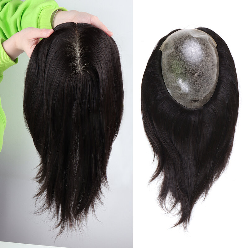 VAST-Topper de cabello humano europeo virgen con 4 clips en 5 "X5", peluquín superior de seda transpirable para mujeres, 13x13cm