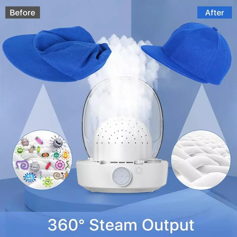 Limpiador automático con vapor y seco, limpieza a vapor, planchado y secado para sombrero de béisbol, limpiador de sombreros y secador