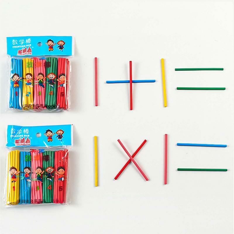 Tongkat menghitung warna-warni matematika Montessori, alat bantu mengajar anak prasekolah mainan Belajar Matematika hadiah 100 buah/set