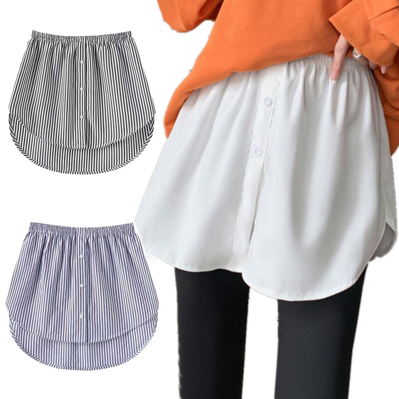 Camisa extensora de blusa para mujer y niña, minifalda con dobladillo falso, capa ajustable, parte inferior