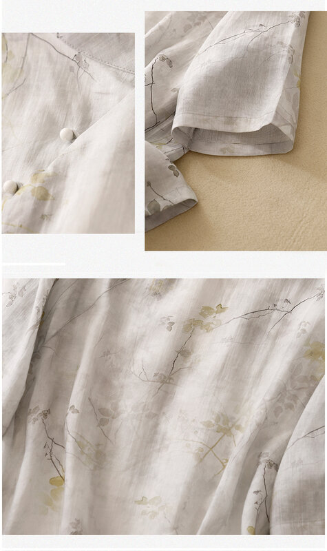 Camicie da donna Vintage camicette estive stampate in stile cinese camicette larghe a maniche corte da donna abbigliamento in lino di cotone