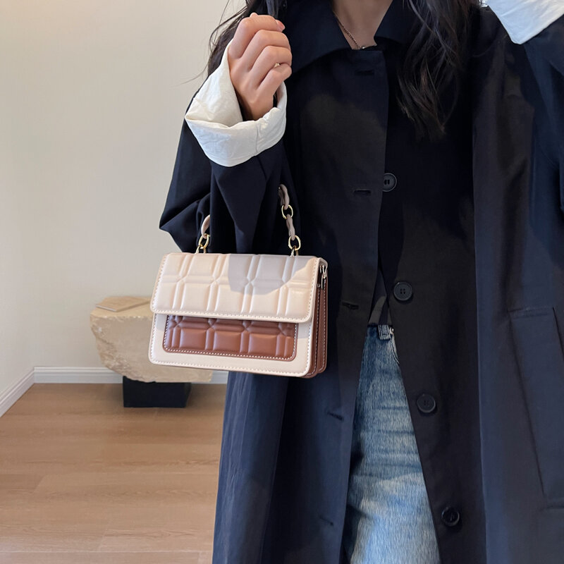 Słodka damska torebka z klapką Mini skórzana torba typu Cross na ramię łańcuchy luksusowy projektant torebka kwadratowa torba listonoszka Y2K