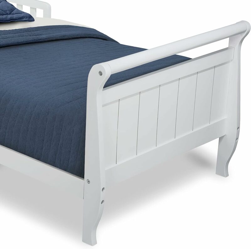 Drewno łóżko dla małego dziecka sanie, łóżeczko, biały