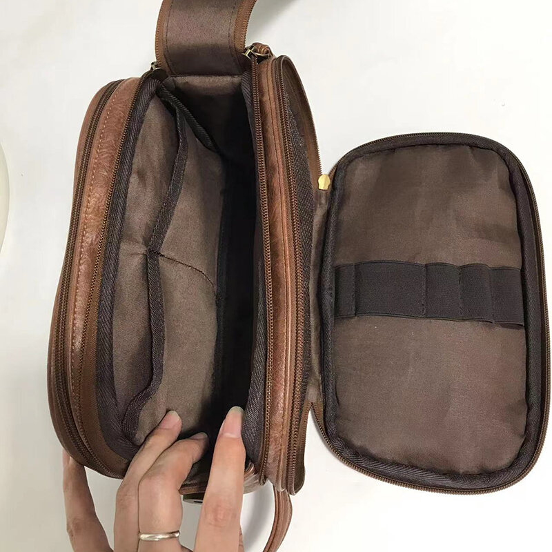 Men Business Portable Storage Makeup Bag PU Leather Toiletries Organizer Case Women Cosmetic Bag Waterproof Travel Wash Pouch