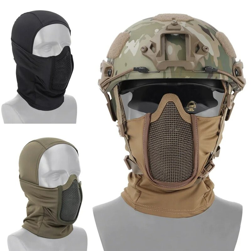 Tactische Full Face Mask Bivakmuts Cap Motorfiets Airsoft Paintball Hoofddeksels Metalen Mesh Jacht Beschermend Masker