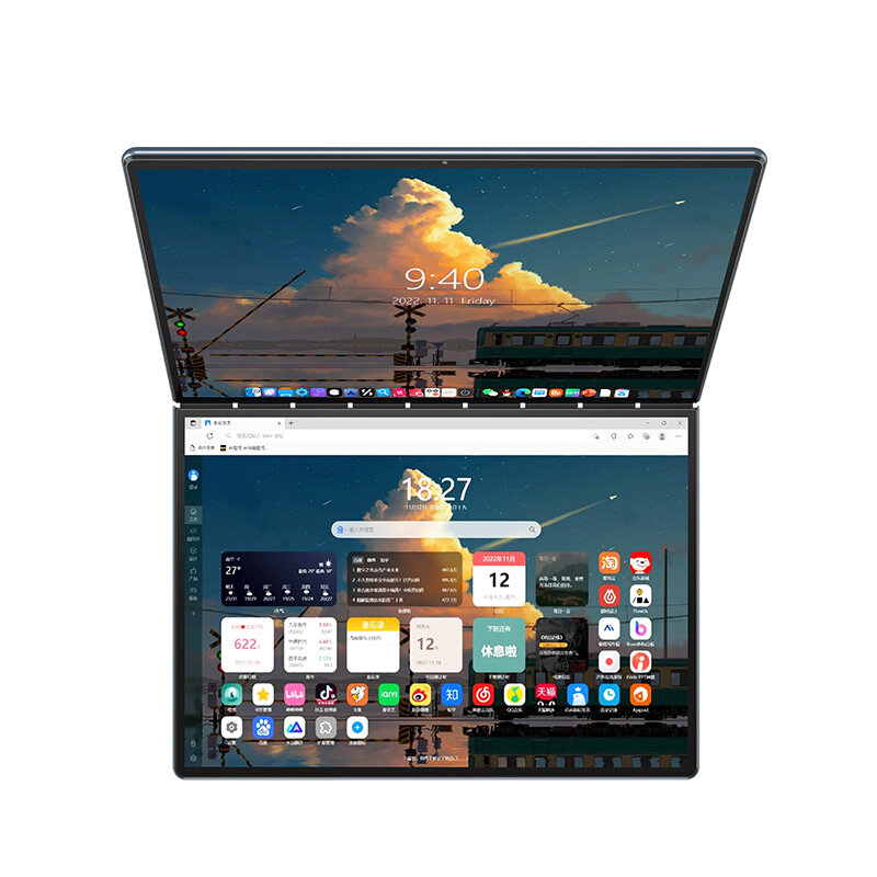 China Factory 12th Gen Intel N100 2 schermo Laptop Dual 13.5 pollici 2.5K Touch IPS 16G DDR5 Windows 11 Notebook Yoga Tablet PC