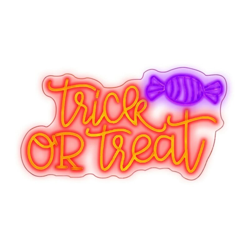 Trick or treat letreros de neón para Halloween, decoración de pared para dormitorio, fiesta, Club, Pub, Bar, tienda, regalos para habitación de niños, letrero de neón de Halloween