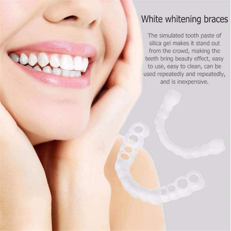 1 par de carillas de dientes a presión para hombres y mujeres, cubren los dientes imperfectos, dientes falsos, sonrisa de confianza instantánea