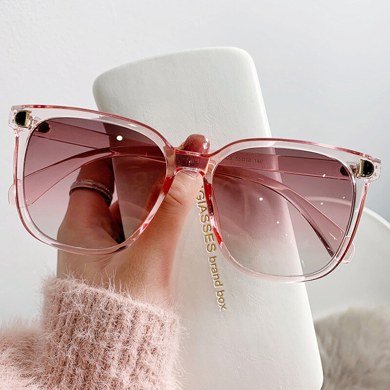 Gafas De Sol cuadradas Vintage para mujer, anteojos De Sol femeninos De gran tamaño, a la moda, De diseñador De marca, con marco grande y degradado, 2023