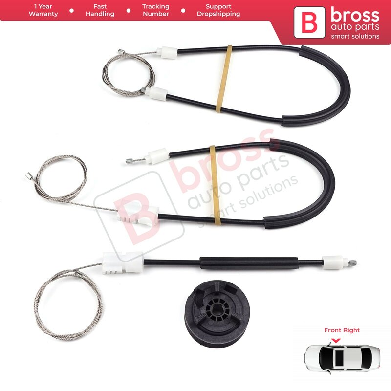 Bross Auto Parts BWR408 Electrical Power Window Regulator Repair Kit Front Right Door for Nissan Primera P11 1995-2002