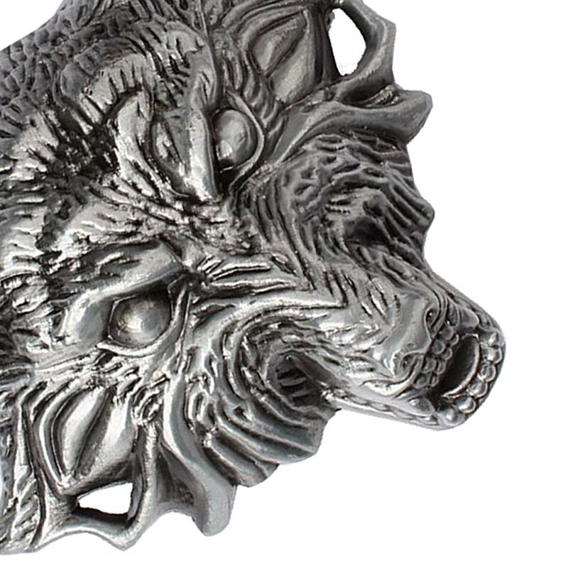 Retro 3D głowa wilka Western dżinsy Vintage pasek pasek na klamrę akcesorium