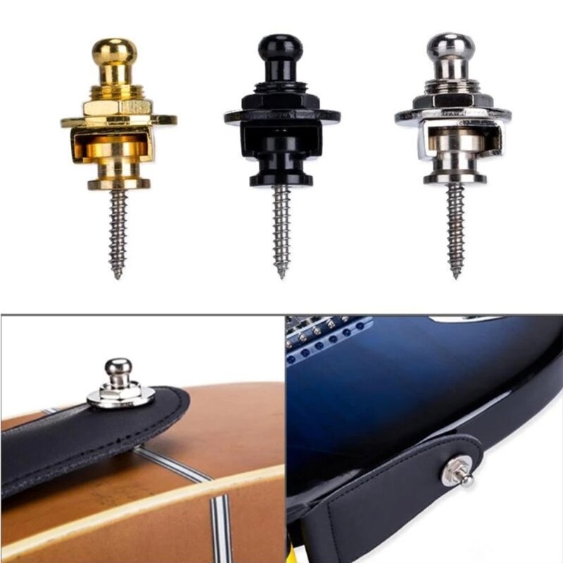 Cinturino per chitarra blocco per cinturino di sicurezza con pulsante in metallo resistente cinturino a sgancio rapido nuovo