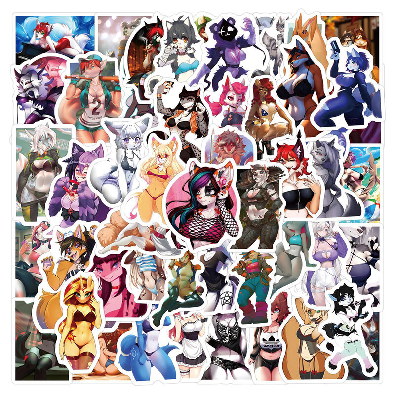 10/30/60pcs Sexy Furry Animals Girls Anime Stickers Cute Loona Cartoon Sticker DIY Phone Luggage Skateboard Graffiti Decals Toys