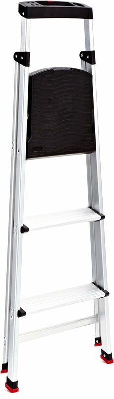 Rubbermaid RMA-3 3-Step Lightweight Aluminum Step Stool with Project Top 225-pound Capacity Silver