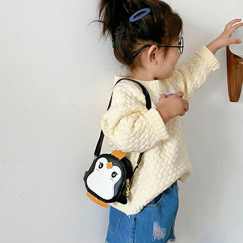 Borsa a tracolla a forma di pinguino animale borsa a tracolla piccola in pelle PU carina pochette per bambini ragazze