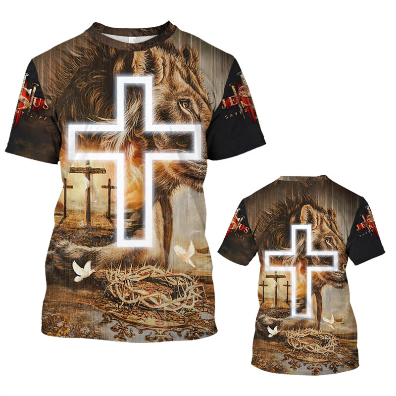 Camiseta con estampado 3D de Jesús cristiano para hombres y niños, ropa de calle de moda, camisetas geniales de Hip Hop, ropa Harajuku, verano, nuevo