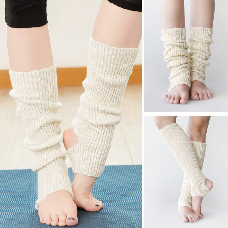 Juego de piernas de baile latino para adultos y niños, calcetines cálidos de lana de punto para Ballet, Yoga