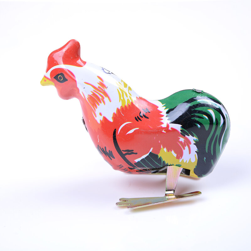 Vintage Wind Up Metal Cock Rooster Animal Clockwork Tin Toy Collectible Gift