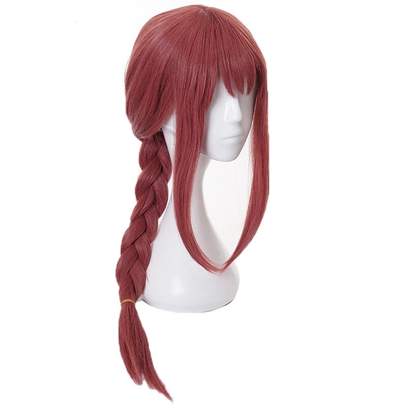 Parrucca Cosplay Makima Anime Chainsaw Man Cosplay capelli sintetici intrecciati lunghi parrucche per giochi di ruolo per feste di Halloween + cappuccio per parrucca