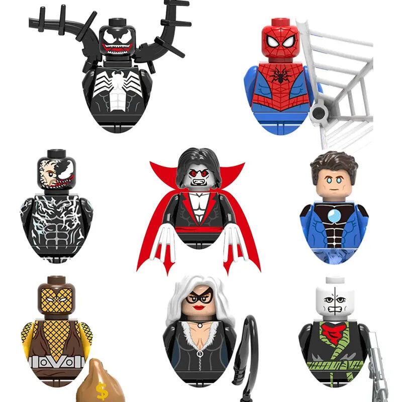 X0220 superbohater Spider-Man Venom Anime bohaterowie cegły postać z kreskówki klocki zabawki edukacyjne chłopiec prezent urodzinowy