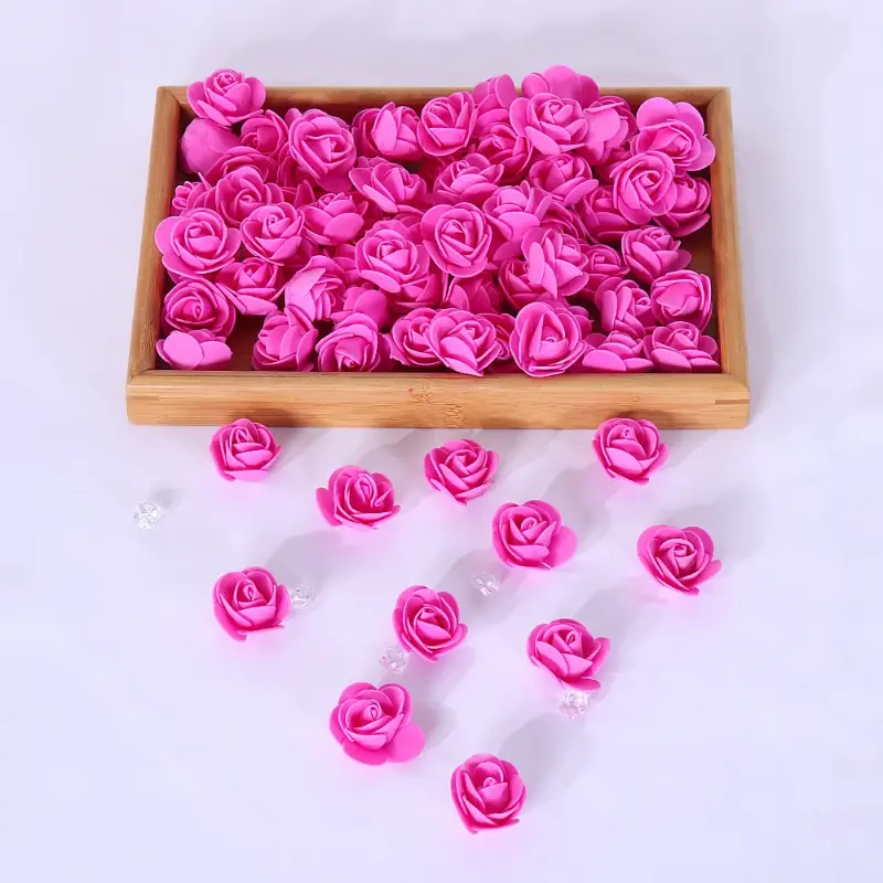 500pcs Flower 3.5CM Artificial Foam PE Rose Heads DIY Valentine's Day Roses Wedding Candy Box Decoration Flower Materials