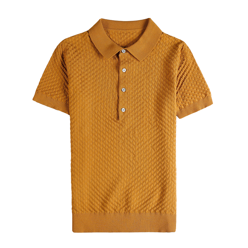 Brand Clothing Men's Summer Short Sleeve Knit T-shirt Men's Knitting Ice Silk Fashion Polo Shirts Plus Size 4XL-M