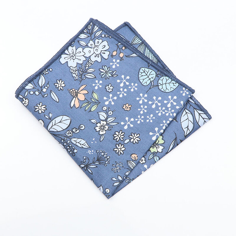 Light Color Floral Handkerchief 100% Cotton Print Flower Pattern Hanky For Men Women Casual Wedding Party Pocket Square Gift