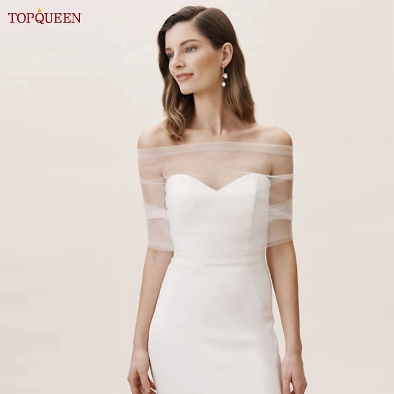Topqueen-花嫁、独身パーティー、半袖ブライダルトップ、ライトケープ、ベール、g73のカスタマイズ可能なウェディングジャケット