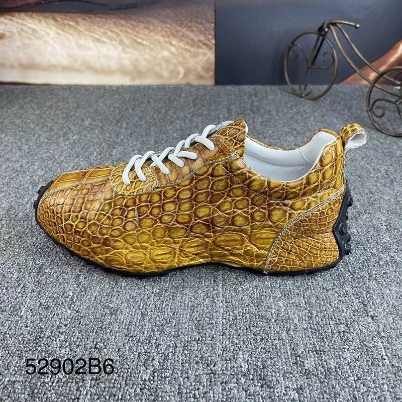 Zapatos informales de piel de cocodrilo para hombre, zapatillas de cuero genuino, a la moda, PDD147, novedad de 2023
