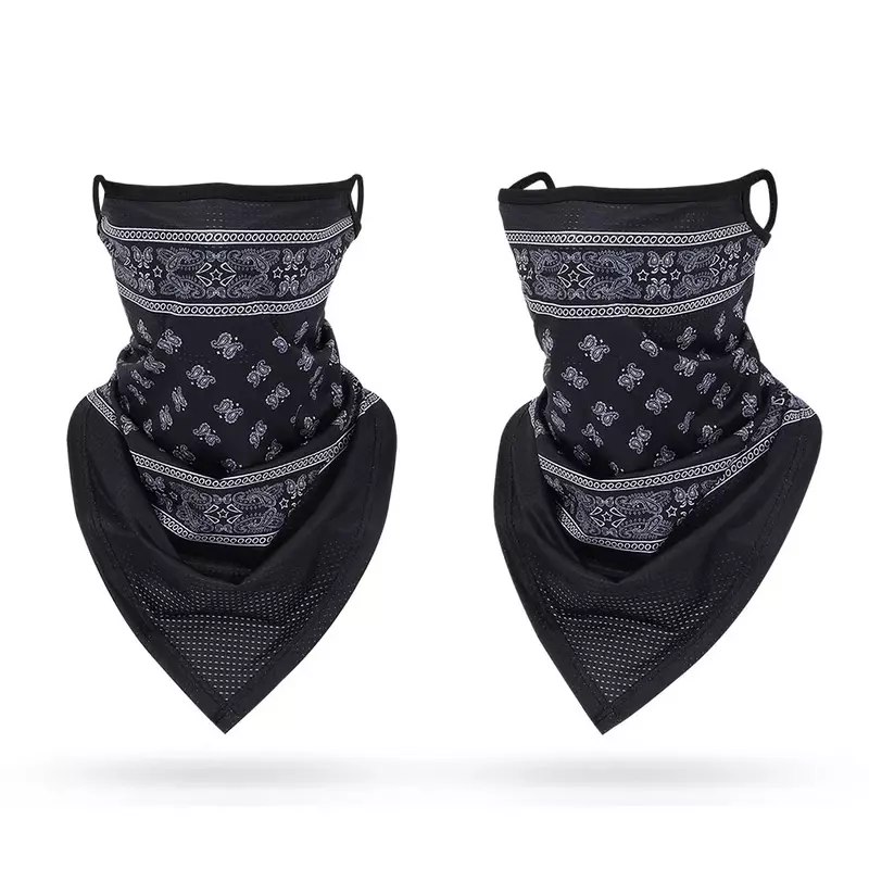 Masque de bandana multifonctionnel pour hommes et femmes, protecteur de visage en plein air, noir, blanc, sport, cachemire, bandana, boucles d'oreille rondes, cou