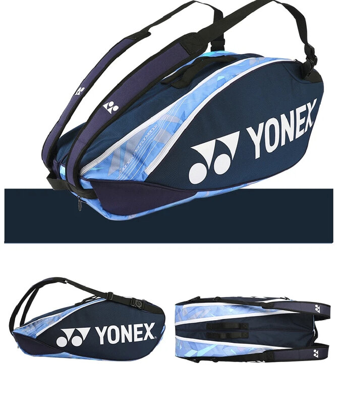 YONEX tas raket Yonex edisi Tour, tas olahraga profesional dengan kompartemen sepatu independen untuk wanita pria untuk 6 raket