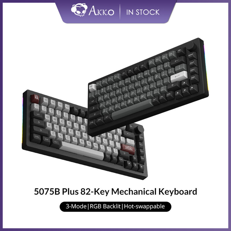 Akko 5075B Plus V2 75% Hot Swappable Multi-โหมด RGB คีย์บอร์ดไร้สาย2.4GHz/USB ประเภท-C/บลูทูธ5.0