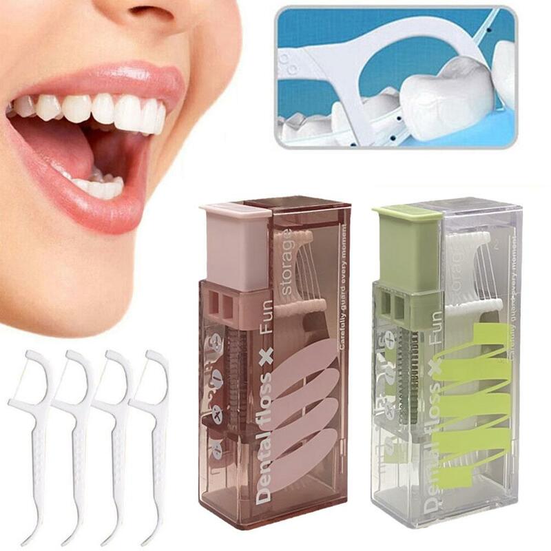 휴대용 치실 보관 상자, 프레스 타입 리필 가능한 치실, 구강 관리 위생 상자, 치실 보관 픽, F7K9