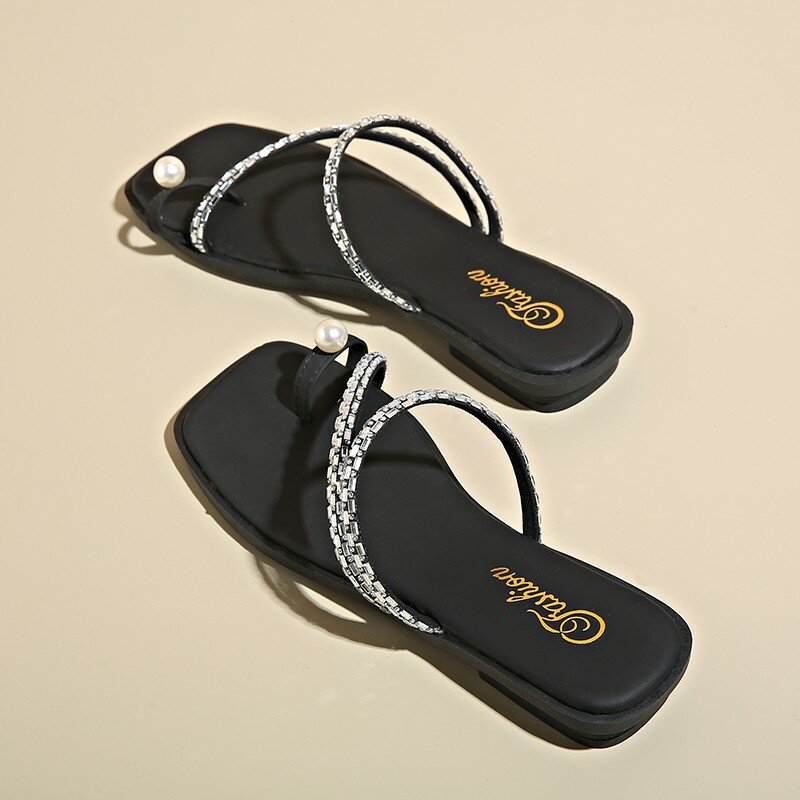 DOGHC-zapatos de tacón cuadrado para mujer, chanclas de goma, zapatillas bajas, deslizantes de moda, bloque de playa, 2024