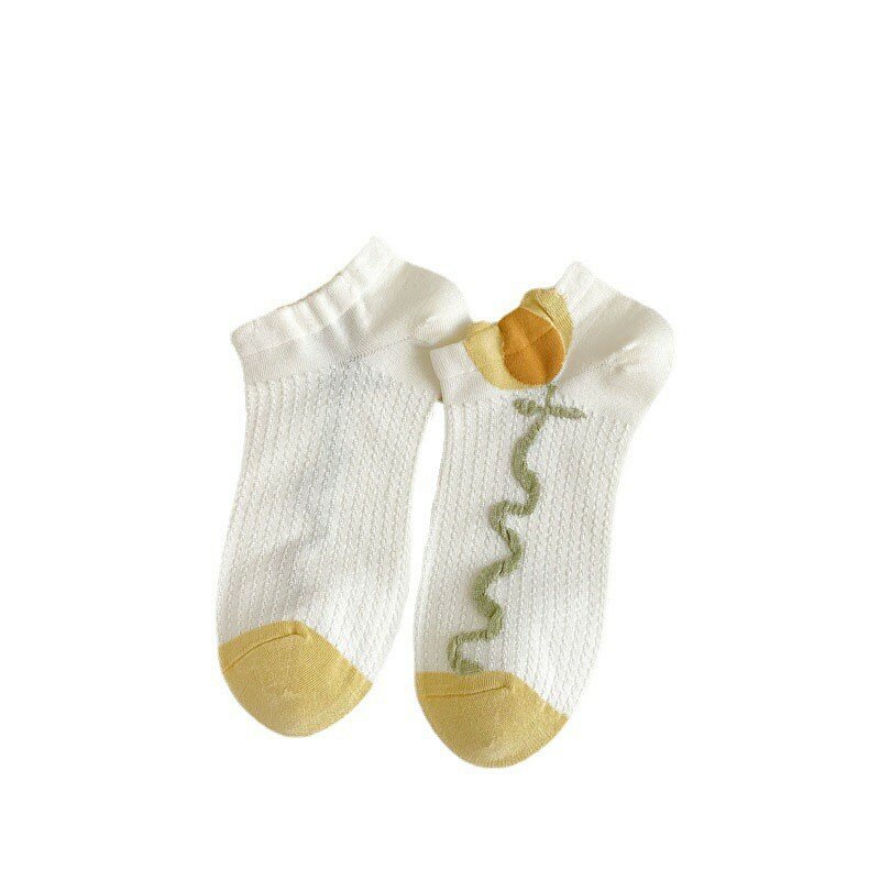 Ankle Socks Woman Summer Thin Floral Lace Cotton Socks With Ruffles Comfortable Breathable Mesh Socks Women's No-show Socks B137