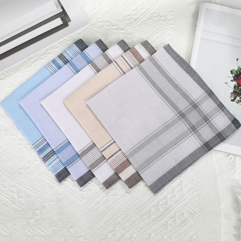 5 stücke quadratische karierte Streifen Taschen tücher für Männer Baumwolle Taschentuch Tasche Baumwoll tuch für Neujahr Hochzeits feier 38x38cm zufällige Farbe