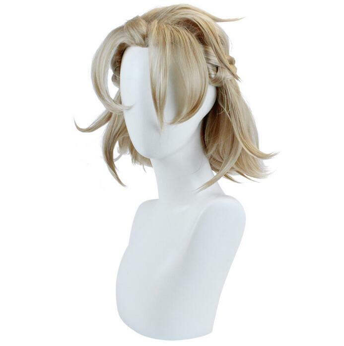 Genshin Impact Albedo Wig Game Anime Short Synthetic Straight Wavy Hair Heat Resistant Wig for Party