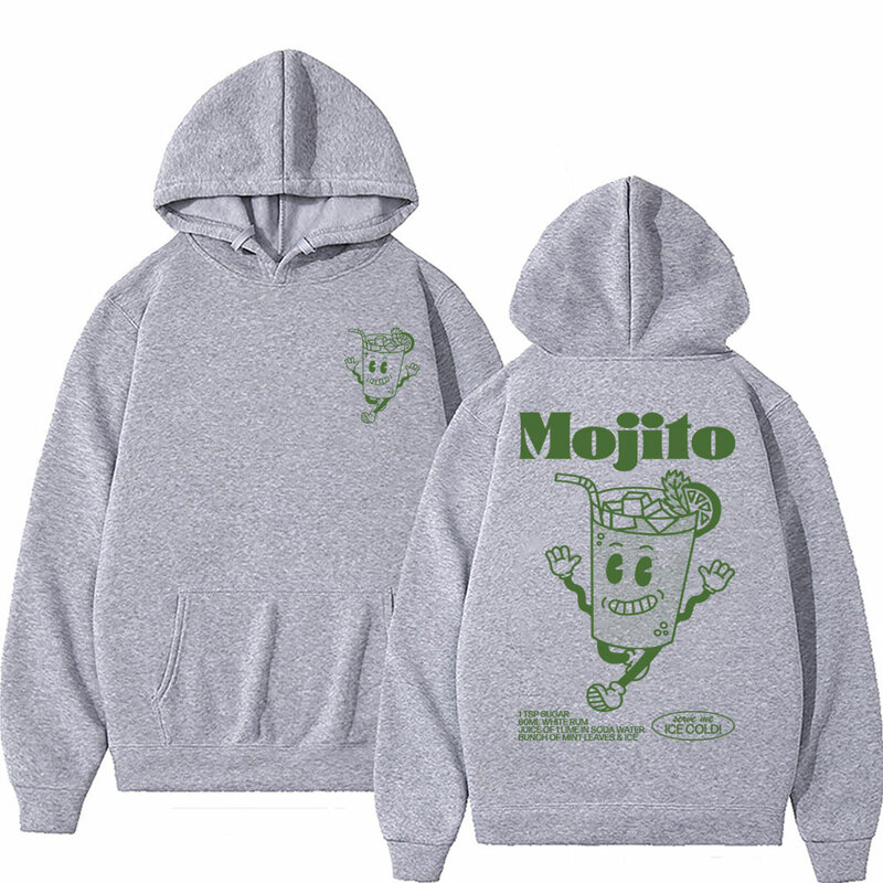 Funny Mojito Cocktail Graphic Hoodie Men Women Cute Vintage Cartoon Oversized Pullover Hoodies Men's Casual Hooded Sweasthirt
