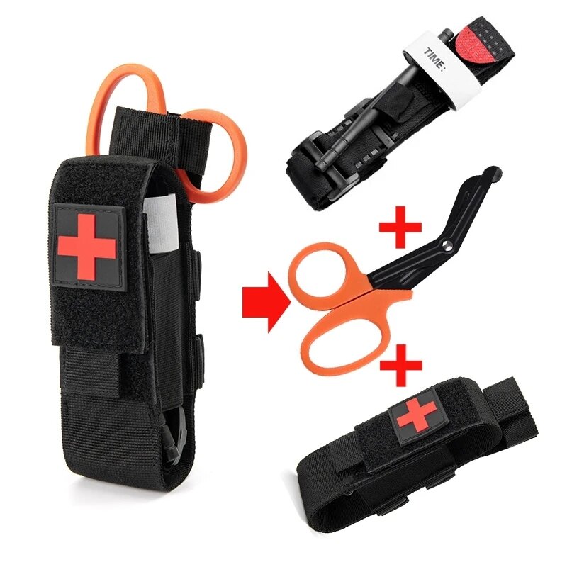 Tactical Cat First Aid Kit Medical Tourniquet Scissors Molle Storage Trauma Bracket Set Military Survival Tool Accessories Gear