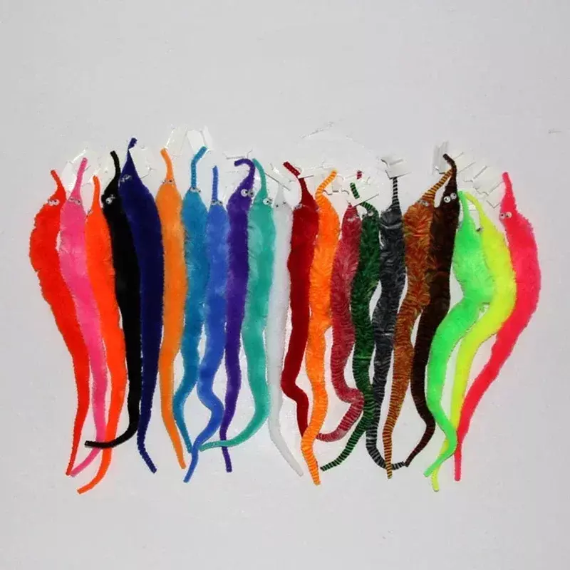 20 Colors Fuzzy Worm Magic Props for Children Kids Beginners Wiggly Twisty Worm with Invisible String Party Favors Trick Toys