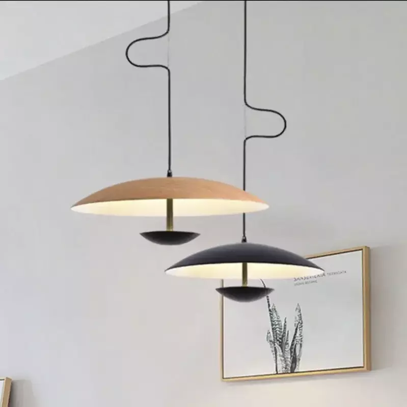 Nordic Design Led Pendant Lights Wood Grain Black For Dining Table Room Kitchen Hanging Lamp Fixture Home Decor Lighting Lusters