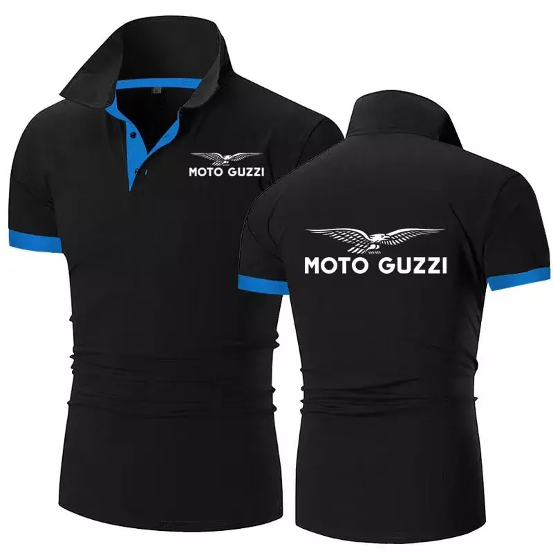 2024 Sommer neue Herren lässig kurz ärmel ige Polos hirt Moto Guzzi Print Mode Revers T-Shirt atmungsaktives Hemd Herren bekleidung