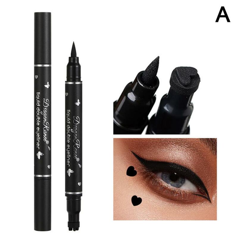 Tweekoppige Ster Seal Eyeliner Pen Zwarte Stempel Pen Doos Waterdichte Zweetbestendige Eyeliner Zegel Beauty Cosmetica Voor Vrouwen