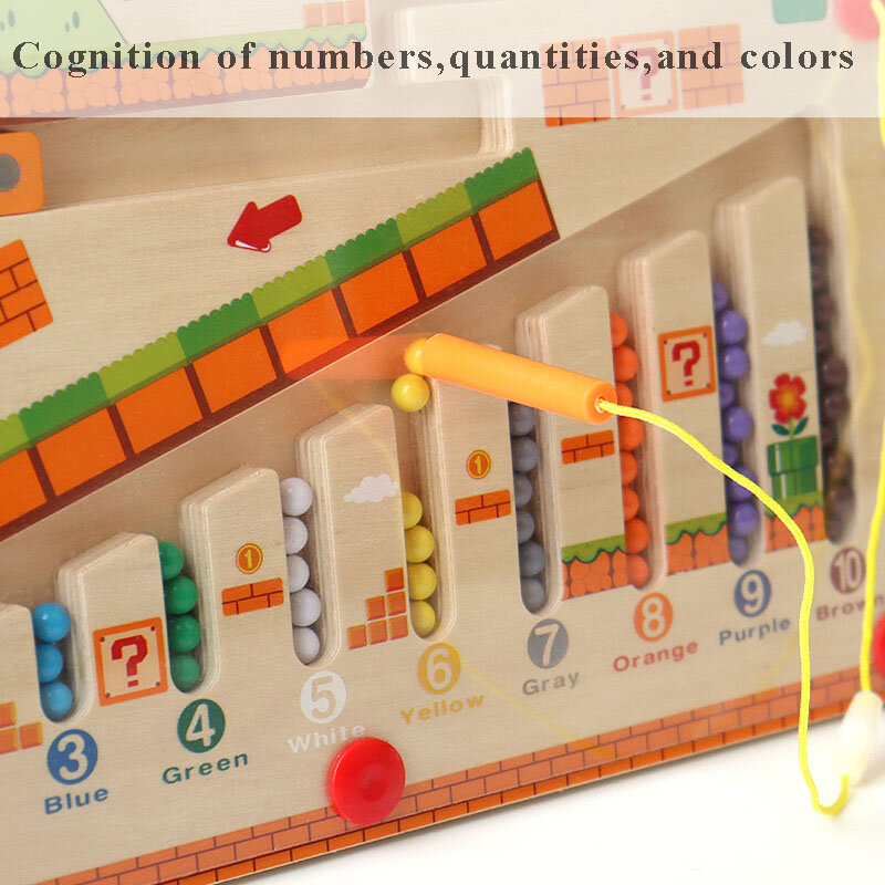 Креативная детская деревянная магнитная головоломка для мальчиков и девочек, цветной лабиринт с цифрами, Обучающие наушники, развивающие игрушки, игрушки Монтессори